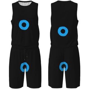 StOlmx Evil Eye Custom Men Youth Basketbal Jersey Uniform Met Zakken Sportkleding Uniform Gedrukt, Zwart, XL