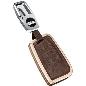 Sleutelbehuizing houder Voor Golf 7 MK7 Voor Tiguan MK2 Voor SEAT Voor Ateca Voor Leon FR 2 Voor Ibiza Voor Golf 8 MK8 Voor Octavia Metalen Lederen Klep Case Sleutelbehuizing(C brown)