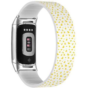 RYANUKA Solo Loop Band Compatibel met Fitbit Charge 5 / Fitbit Charge 6 (Rubber Duck Bubbles) Elastische Siliconen Band Strap Accessoire, Siliconen, Geen edelsteen