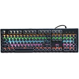 Retro mechanisch toetsenbord, 104 toetsen Punk Style Round Key Gaming Mechanisch toetsenbord Ergonomisch ontwerp met kleurrijk gemengd licht, voor desktop- en notebookcomputers(zwart)