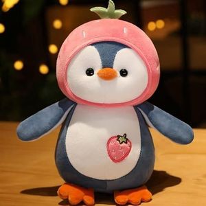Nieuwe Cartoon Pinguïn Knuffels Knuffels Kawaii Soft Doll Dress Up Aardbei Oranje Pinguïn Kids Plushie Doll Girls Gift 70CM A