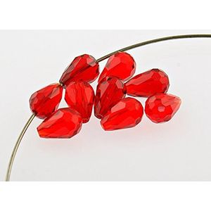 10 kristallen kwartskralen gefacetteerd als druppels in rood, 12 mm van vintageparts, DIY-sieraden