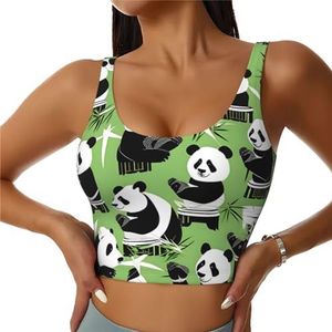 Panda Bamboe Print Vrouwen Casual Sport Vest Yoga Vest Trendy Lichtgewicht Vesten Seizoenen Comfortabele, Zwart, L
