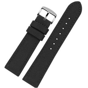 InOmak Horlogeband van nylon, 20/22/24 mm, reservearmband, Zwart, 23mm-silver Clasp, strepen