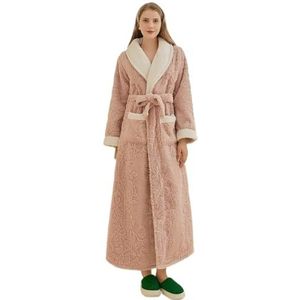 Loungewear, Saunamantel Unisex Pluizige Pluche Badjas Met Capuchon Winterwarme En Zachte Lange Damesbadjas Kimono, Badjas Nachtkleding(Pink,M)