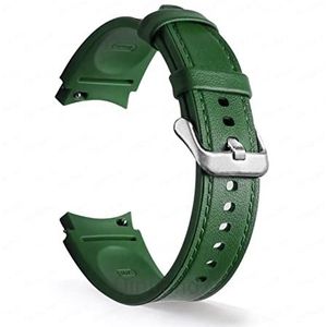 YAGHANG 20mm horlogeband geschikt for Samsung horloge 4 40mm 44mm armband Compatible With Samsung Galaxy horloge 4 Classic 42mm 46 siliconen + lederen horloges4 bands(Green-Sliver New,GALAXY WATCH 4 4