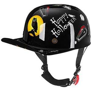 Retro Baseball Cap Modellering Halve Helm, DOT Goedgekeurde Mannen & Vrouwen Skull Cap Open Helm voor Street Biker Scooter Touring Bromfiets ATV Helm Decoration