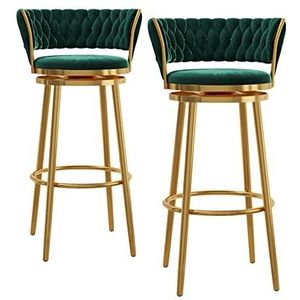 GZDZ Stoelen barkrukken, barkrukken set van 2, fluwelen gewatteerde zitting hoge kruk met gouden metalen poten, 65 cm hoge zitbalhoogte, barstoelen, 360 ° draaibare hoge kruk voor pub, restaurant,