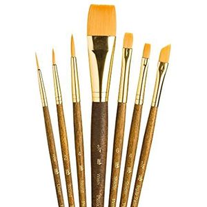 Princeton Art & Brush P9143 Real Value Borstelset, synthetisch goud Taklon, ronde 2 en 4, voering 2/0, Shader 2 en 6