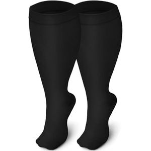 UIJIQX 1/3 Pairs Plus Size Compressie Sokken Voor Vrouwen Brede Kalf Knie Hoge Ondersteuning Voor Running Atletische Fit Fietsen, 1 paar A, 3XL