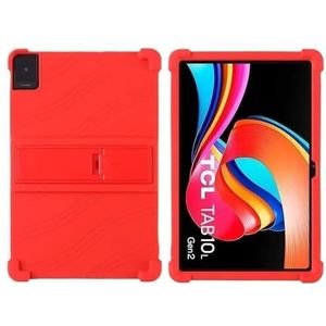 Tablethoes geschikt for TCL Tab 10L Gen 3 LTE & 2 8193A 8492A 10.1"" Tablet PC Siliconen schokbestendige zachte hoes met standaard(Red,Tab 10L Gen 2)