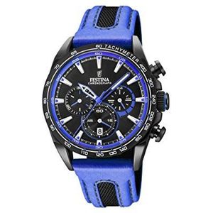 Festina Unisex volwassenen chronograaf kwarts smart watch polshorloge met lederen armband F20351/2