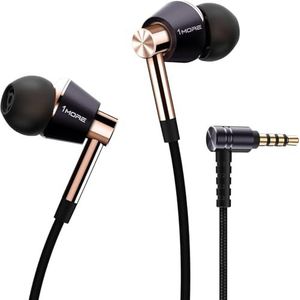 1MORE Triple Driver In-Ear Oortelefoon Hi-Res Hoofdtelefoon met hoge resolutie, Bass Driven Sound, MEMS Mic, In-Line Remote, High Fidelity voor Smartphones/PC/Tablet - E1001 Goud