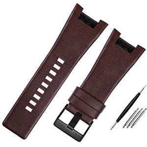 Lederen armband compatibel met Diesel Watch Strap Notch Watch Band compatibel met DZ1216 DZ1273 DZ4246 DZ4247 DZ287 3 2mm heren horlogeband (Color : Plain Brown black, Size : 32mm)