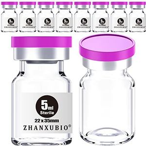 ZHANXUBIO Steriele lege flesjes met zelfgenezende injectiepoort en aluminium plastic dop, steriel pakket (5 ml helder 10 stuks)