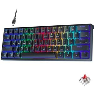 QPSJXN F3261 60% RGB Mechanical Gaming Keyboard Hotswap toetsenbord met aanpasbare software tablets (zwart)