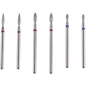 MZCMSL 6 stks Cuticle Boren met Case, Pro Diamond Flame Bit voor Russische Manicure, 3/32 Shank efile Bit Set