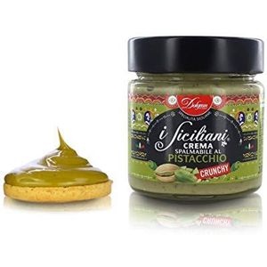 Pistachecrème met pistachekorrels [Crunchy], gemaakt in Italië, de Siciliaans, 200 gram glas