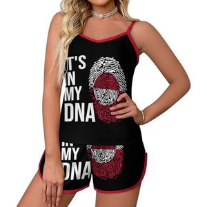 It's In My DNA Groenlandse vlag 2-delige pyjamaset voor dames, sexy tanktop en korte broek, nachtkleding PJ Lounge