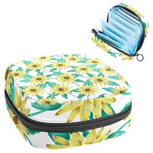 Opbergtas voor maandverband, menstruatiecup zakje tampon tas, menstruatiepads, houder organizer voor vrouwen meisjes, zonnebloemen