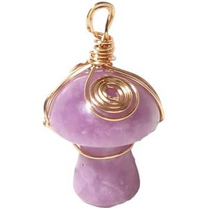 Natuursteen Paddestoel Vorm Hanger Roze Kristal Aventurijn Jades Bedels for Sieraden Maken DIY Ketting Oorbel Accessoires (Color : Lilac)