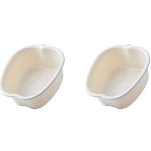 2 set voetenbaden, grote kunststof, draagbare voetbad, spa wastafel voor teennagels en enkels, beige, 37,3 x 33 x 15 cm