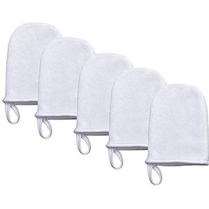 POFET 5Pcs Microfiber Gezicht Reiniging Handschoenen Herbruikbare Facial Doek Pads Make-up Remover Handschoen Zachte En Absorberende Facial Wassen Pads Voor Dagelijkse Huidverzorging