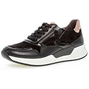 Gabor Lage sneakers voor dames, lage schoenen, uitneembaar voetbed, zwart, donkerroze, 40.5 EU