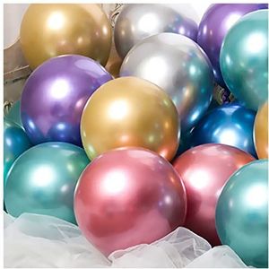 Ballonnen 20 stks metallic goud zilver groen paars ballon bruiloft gelukkige verjaardag latex ballonnen metalen chroom ballon lucht helium baloon Heliumballonnen (Color : Mixed color, Size : 10inch