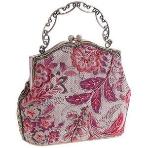 Chinese stijl linnen kralen borduurwerk tas damestas handwerk tas damestas kralen tas (Color : Maroon red)