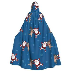 Bxzpzplj Kerstpatroon Print Volledige Lengte Carniva Maskerade Cape Met Capuchon Voor Volwassenen, Vampier Heks Kostuum Mantel