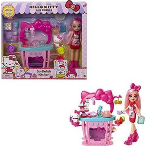 Hello Kitty en Vriendjes Verrukkelijke Keuken Speelset, Hello Kitty en Éclair Pop (ca. 25,4 cm) met 25 Accessoires, Mooi cadeau voor kinderen vanaf 4 jaar
