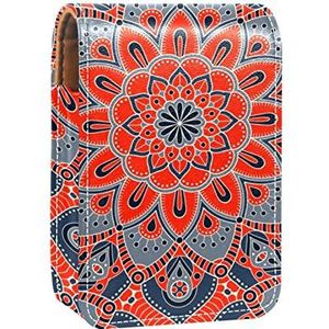 Lipgloss Houder Lipstick Case Draagbare Mini Lipstick Opbergdoos Reizen Lipstick Organizer Case met Spiegel voor Vrouwen Mandala Roze Psychedelisch, Meerkleurig, 9.5x2x7 cm/3.7x0.8x2.7 in