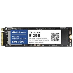 LinkMore XE300 SE 512 GB PCIe Gen3 NVMe M.2 2280 interne SSD harde schijf, Gen3.0X4 leessnelheid tot 2100 MB/s voor laptop en pc