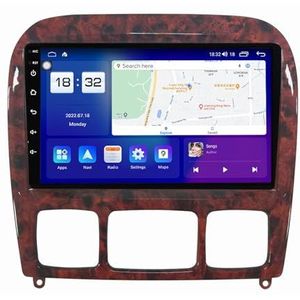 Android 14 autonavigatie in-dash autoradio-ontvanger voor Benz S-Class W220 1998-2005 dubbel Din 9 inch touchscreen autoradio met Bluetooth handsfree RDS SWC(Y2 8Core 4+64G)