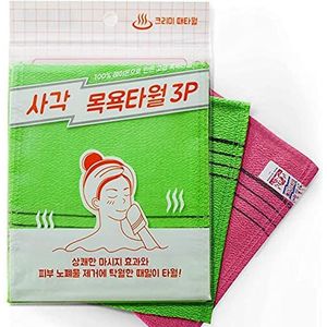 9 stks Echte Koreaanse/Aziatische Exfoliërende Bad Washandje, Huid Massage (Groen 6 stuks, Rood 3 stuks) Echte Koreaanse Italië Handdoek, Droge, Dode Huidcellen verwijderen, Reinigen Poriën, Herbruikbaar