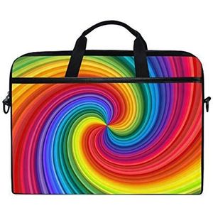 BIGJOKE Laptop Case Tas Regenboog Tie Dye Art 14 inch tot 14,5 inch Aktetas Messenger Computer Sleeve Tablet Tas met Schouderband Handvat voor Kids Jongens Meisjes