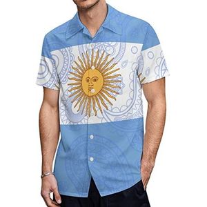 Argentinië Paisley Vlag Heren Hawaiiaanse Shirts Korte Mouw Casual Shirt Button Down Vakantie Strand Shirts 5XL