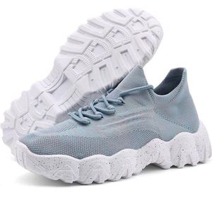 Dames Mesh Lace Up Lichtgewicht Low Top Sneakers, Dames Modieuze Lace-up Low Top Slip On Sneakers, Casual Comfortabele Enkelsokken Schoenen, Dames Casual Tennisschoenen Gym Schoenen, Blauw, 42 EU