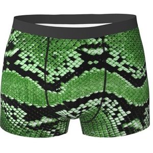 ZJYAGZX Boxershorts voor heren, groene slangenhuidprint, comfortabele onderbroek, ademend, vochtafvoerend, Zwart, XL