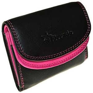 Kleine handige party-disco lederen portemonnee met RFID-bescherming voor dames en heren, roze/zwart, Maße: 9,5 cm x 7 cm x 2 cm