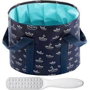 ZBHDEYG Inklapbaar voetbad met voetvijl, voor dagelijkse voetverzorging en hydrotherapie, draagbare emmer, marineblauw, 35 x 19 cm, 1 stuk