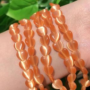 Natuursteen Hart Roze Witte Maansteen Cat Eye Kralen Voor Sieraden Maken Gladde Losse Kralen Opaal Diy Charm Armbanden Ketting-oranje-8mm