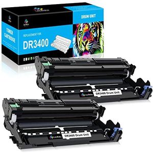 LeciRoba DR3400 Drum Unit voor Brother DCP-L5500DN L6600DW HL-L5000D L5100DN L5100DNT L5200DW L6250DN L6300DW L6300DWT L6400DW L6400DWT MFC-L5700DN L5750DW L68000 DW L6800DWT L6900DW (2-Pack)