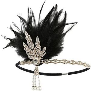 Veer Hoofdband Hoofdband 1920s Headpiece Feather Headband Great Gatsby Hoofdtooi Vintage Bridal Evening Party Kostuum Jurk Accessoires Carnaval Veer Hoofdband (Size : A)