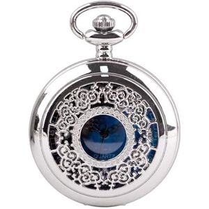 vintage horloge, Vintage quartz zakhorloge Romeinse cijfers schaal heren dameshorloge met ketting Kerst afstuderen verjaardagscadeaus Vaderdag(Silver