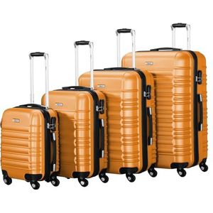Zelsius Koffer set 4 stuks | ABS hardshell koffer met cijferslot, dubbele wielen en binnenscheidingswand | handbagagekoffer, 4-delig, trolley, koffer groot, bagageset, oranje