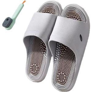 Massage Slippers voor Mannen & Vrouwen, Acupressuur Massage Sandalen, Voetmassage Schoenen, Ultra Zacht, Sneldrogend, Antislip,Grijs,36