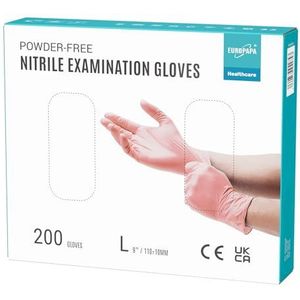 EUROPAPA® Wegwerphandschoenen, nitrilhandschoenen, poedervrij, onderzoekshandschoenen, EN455 EN374, latexvrij, wegwerphandschoenen, verkrijgbaar in maat S, M, L en XL, L, roze, 200 stuks (L, Roze)