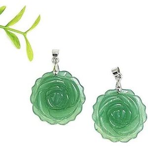 25mm Rose Flower Hanger Natuurlijke Genezing Kristalsteen Kettingen Kralen Voor Energie Amulet Sieraden Maken Accessoire DIY Geschenken-Groene Aventurijn-50 Stuks